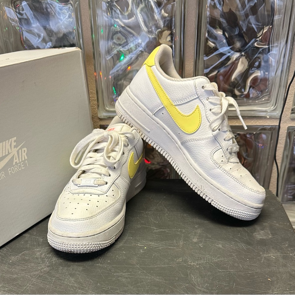 Nike Air Force 1 White with Yellow Swoosh